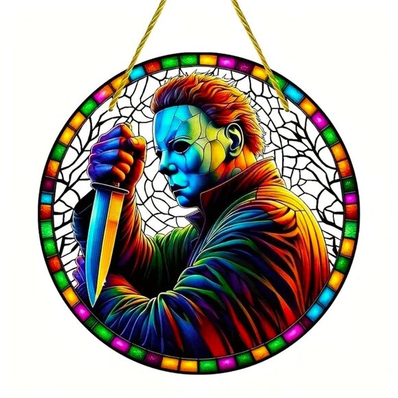 Halloween Michael Myers Suncatcher Knife Scary Mike Horror Hanging In/Outdoor - Picture 1 of 3